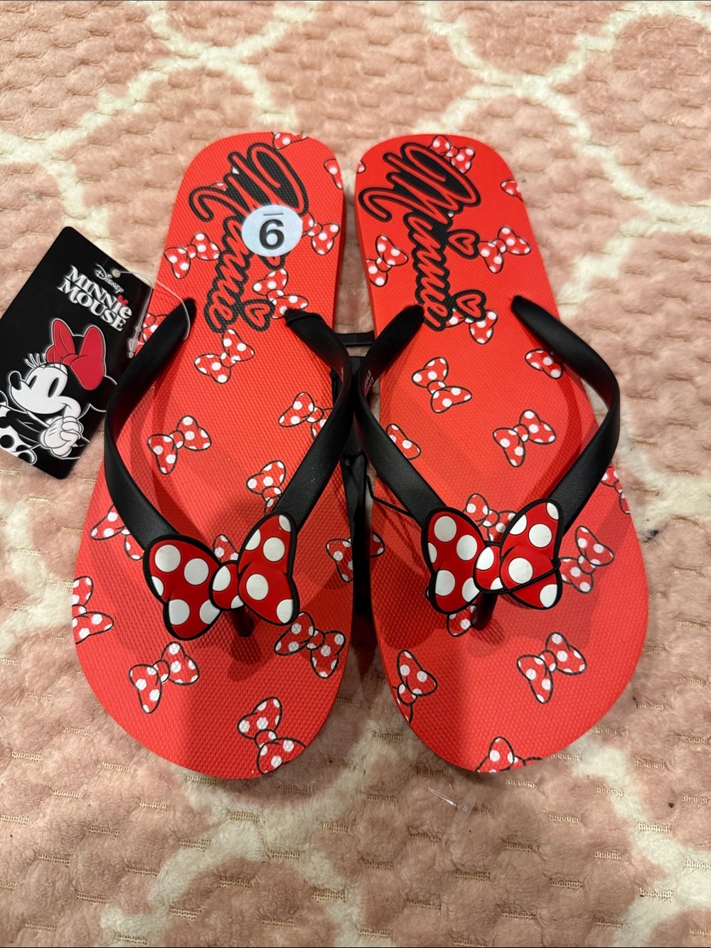 Disney Minnie Mouse Red Polka Dot Bow Flip Flops